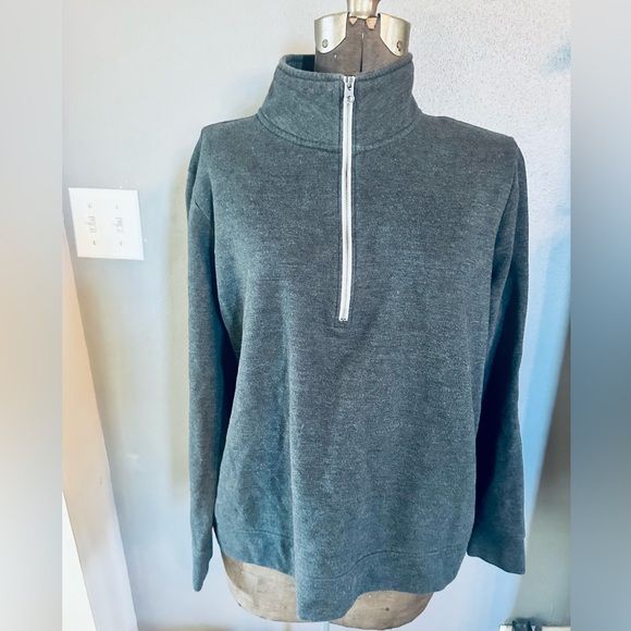 Eddie Bauer Camp Fleece Quarter‎ Zip Heather Gray Size large - Picture 1 of 5